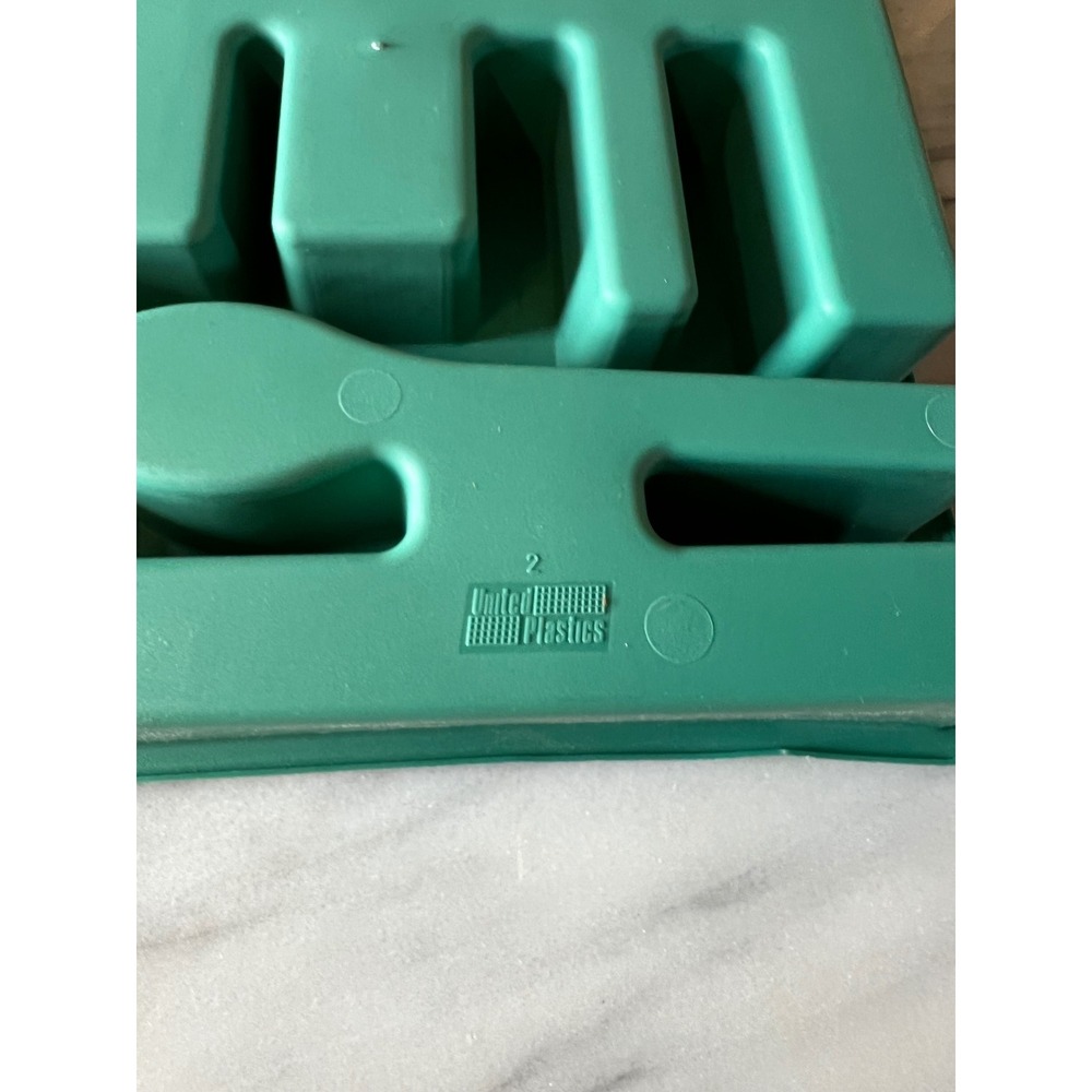 Vintage 90s Teal Plastic Utensil Holder Organizer Tray Drawer Kitchen Gadget - Picture 3 of 6